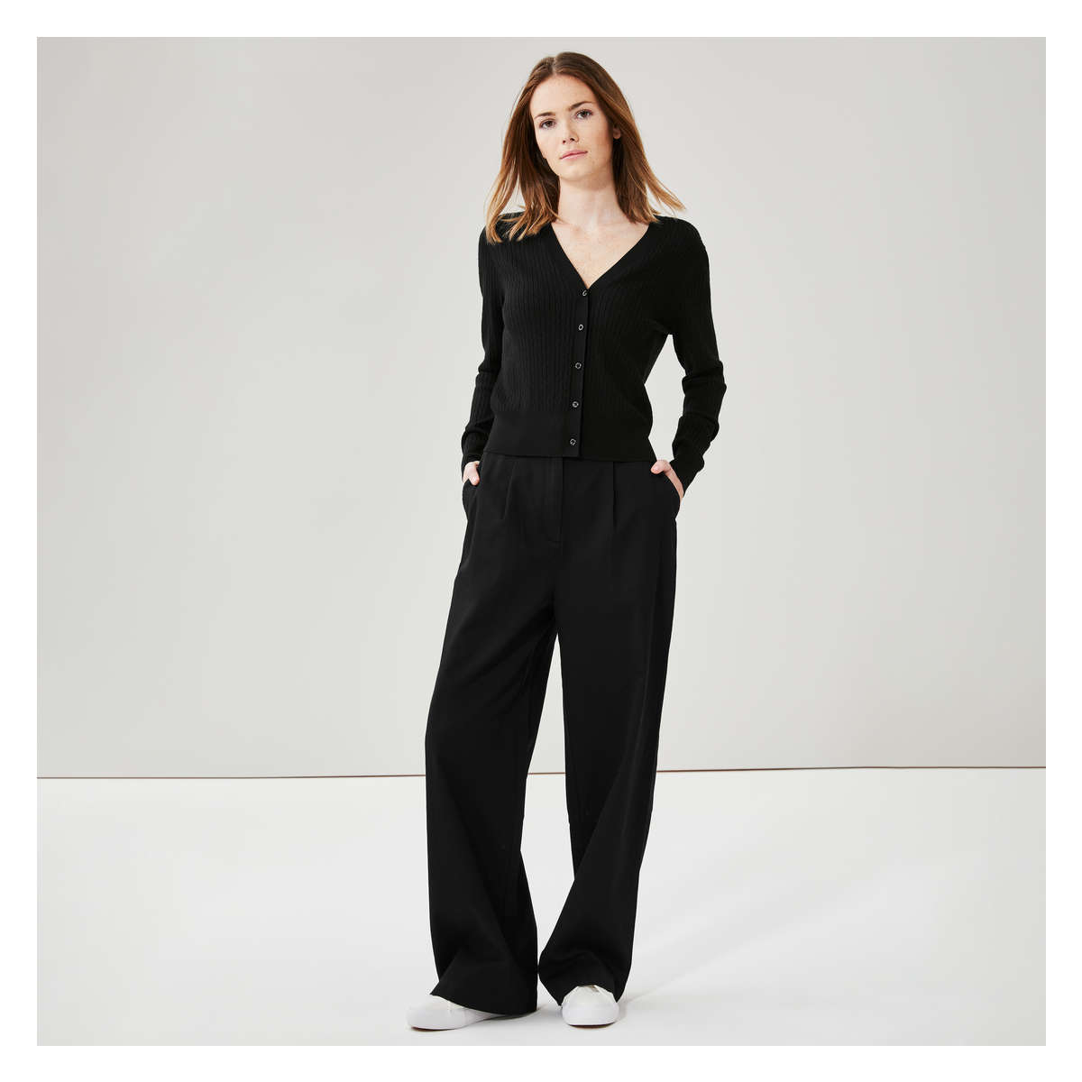 Cable Knit Cardigan in JF Black from Joe Fresh
